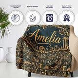 Ancient Hieroglyphics Symbols Decorative Seamless Pattern Art Name  Personalised Custom Name Super Soft Fleece Blanket Bed Sofa Throw