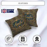 Custom Name Ancient Symbols Decorative Seamless Pattern Art Name Square Filled Cushion Throw Pillow Sofa Bed Home Decor Zip Washable UK Made