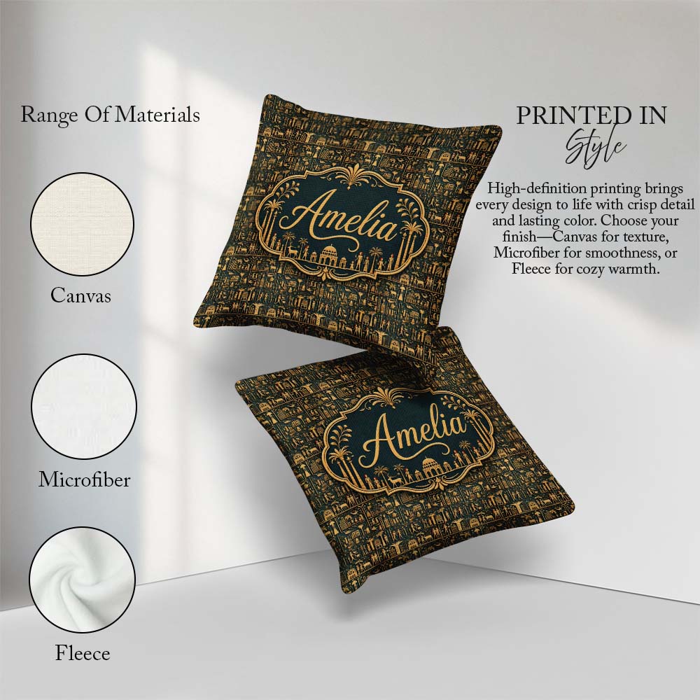 Custom Name Ancient Symbols Decorative Seamless Pattern Art Name Square Filled Cushion Throw Pillow Sofa Bed Home Decor Zip Washable UK Made