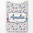 Colorful Electric Guitars Music Theme Seamless Pattern Art Name Cute  Personalised Custom Name Super Soft Fleece Blanket Bed Sofa Throw