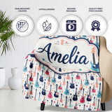 Colorful Electric Guitars Music Theme Seamless Pattern Art Name Cute  Personalised Custom Name Super Soft Fleece Blanket Bed Sofa Throw