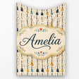 Vintage Acoustic Guitars Floral Theme Seamless Pattern Art Name Cute  Personalised Custom Name Super Soft Fleece Blanket Bed Sofa Throw