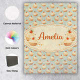 Personalised Name Colorful Meringue Swirl Dessert Seamless Pattern Custom  Unique Canvas Wall Art Print Decor Picture Ready to Hang
