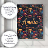 Personalised Name Glowing Fantasy Mushroom Custom  Unique Gift Idea Elegant Feature Canvas Wall Art Print Decor Picture Ready to Hang