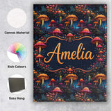 Personalised Name Glowing Fantasy Mushroom Custom  Unique Gift Idea Elegant Feature Canvas Wall Art Print Decor Picture Ready to Hang