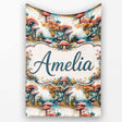 Watercolor Fantasy Mushrooms Floral Seamless Pattern Name Cute  Personalised Custom Name Super Soft Fleece Blanket Bed Sofa Throw