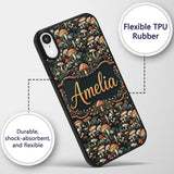Detailed Woodland Mushrooms Plants Printed Design Custom Name Protective Phone Case Mobile Cover Durable Everyday Smartphone Shock Resistant