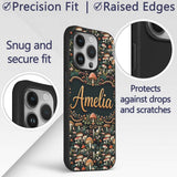 Detailed Woodland Mushrooms Plants Printed Design Custom Name Protective Phone Case Mobile Cover Durable Everyday Smartphone Shock Resistant