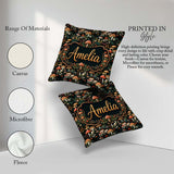 Custom Name Detailed Woodland Mushrooms Plants Pattern Name Cute Square Filled Cushion Throw Pillow Sofa Bed Home Decor Zip Washable UK Made