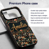 Detailed Woodland Mushrooms Plants Printed Design Custom Name Protective Phone Case Mobile Cover Durable Everyday Smartphone Shock Resistant