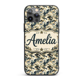Modern Camouflage Abstract Army Seamless Pattern Custom Name Protective Phone Case Mobile Cover Durable Everyday Smartphone Shock Resistant