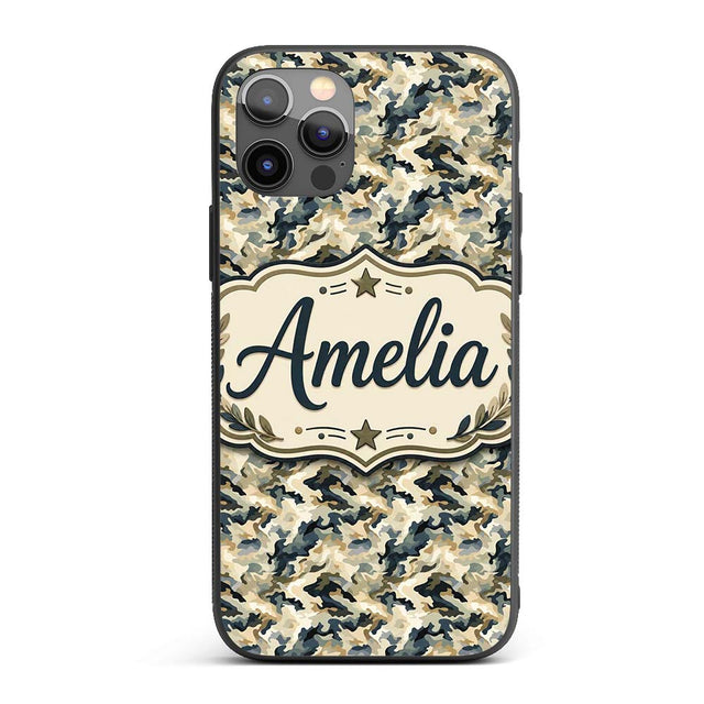 Modern Camouflage Abstract Army Seamless Pattern Custom Name Protective Phone Case Mobile Cover Durable Everyday Smartphone Shock Resistant