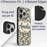 Modern Camouflage Abstract Army Seamless Pattern Custom Name Protective Phone Case Mobile Cover Durable Everyday Smartphone Shock Resistant