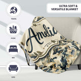 Modern Camouflage Abstract Army Seamless Pattern Name Cute Unique  Personalised Custom Name Super Soft Fleece Blanket Bed Sofa Throw