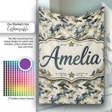 Modern Camouflage Abstract Army Seamless Pattern Name Cute Unique  Personalised Custom Name Super Soft Fleece Blanket Bed Sofa Throw