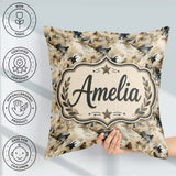 Custom Name Neutral Camouflage Texture Organic Pattern Name Cute Square Filled Cushion Throw Pillow Sofa Bed Home Decor Zip Washable UK Made