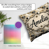 Custom Name Neutral Camouflage Texture Organic Pattern Name Cute Square Filled Cushion Throw Pillow Sofa Bed Home Decor Zip Washable UK Made
