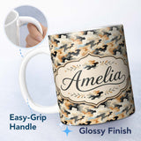 Personalized Custom Name Neutral Desert Camouflage Abstract Seamless Pattern Name Cute 11oz Ceramic Coffee Tea Mug White Large Handle