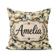 Custom Name Classic Military Camouflage Green Brown Pattern Name Square Filled Cushion Throw Pillow Sofa Bed Home Decor Zip Washable UK Made