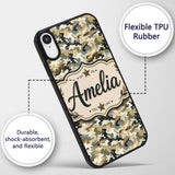 Classic Military Camouflage Green Brown Seamless Custom Name Protective Phone Case Mobile Cover Durable Everyday Smartphone Shock Resistant