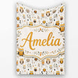 Cute Cartoon Owls Leaves Nature Seamless Pattern Name Unique Gift  Personalised Custom Name Super Soft Fleece Blanket Bed Sofa Throw