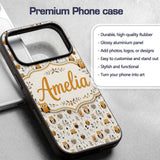 Cute Cartoon Owls Leaves Nature Seamless Pattern Custom Name Protective Phone Case Mobile Cover Durable Everyday Smartphone Shock Resistant