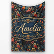 Colorful Owl Birds Floral Night Seamless Pattern Name Cute Unique  Personalised Custom Name Super Soft Fleece Blanket Bed Sofa Throw