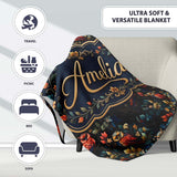Colorful Owl Birds Floral Night Seamless Pattern Name Cute Unique  Personalised Custom Name Super Soft Fleece Blanket Bed Sofa Throw