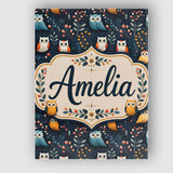 Personalised Name Cute Owl Birds Decorative Custom  Bespoke Interior Contemporary Canvas Wall Art Print Decor Picture Ready to Hang