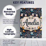 Personalised Name Cute Owl Birds Decorative Custom  Bespoke Interior Contemporary Canvas Wall Art Print Decor Picture Ready to Hang
