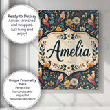 Personalised Name Colorful Parrot Birds Custom  Modern Room Accent Elegant Feature Canvas Wall Art Print Decor Picture Ready to Hang