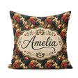 Custom Name Tropical Macaw Parrot Birds Flowers Seamless Pattern Square Filled Cushion Throw Pillow Sofa Bed Home Decor Zip Washable UK Made