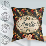 Custom Name Tropical Macaw Parrot Birds Flowers Seamless Pattern Square Filled Cushion Throw Pillow Sofa Bed Home Decor Zip Washable UK Made