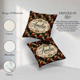 Custom Name Tropical Macaw Parrot Birds Flowers Seamless Pattern Square Filled Cushion Throw Pillow Sofa Bed Home Decor Zip Washable UK Made