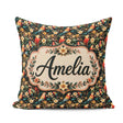 Custom Name Exotic Macaw Parrots with Flowers Seamless Name Cute Square Filled Cushion Throw Pillow Sofa Bed Home Decor Zip Washable UK Made