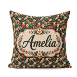 Custom Name Exotic Macaw Parrots with Flowers Seamless Name Cute Square Filled Cushion Throw Pillow Sofa Bed Home Decor Zip Washable UK Made