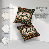 Custom Name Exotic Macaw Parrots with Flowers Seamless Name Cute Square Filled Cushion Throw Pillow Sofa Bed Home Decor Zip Washable UK Made