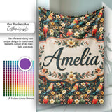 Exotic Macaw Parrots with Flowers Seamless Pattern Name Cute Unique  Personalised Custom Name Super Soft Fleece Blanket Bed Sofa Throw