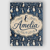 Personalised Name Adorable Penguin Birds Custom  Unique Gift Idea Elegant Feature Canvas Wall Art Print Decor Picture Ready to Hang
