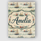 Personalised Name Classic Sailing Ships Sea Custom  Bespoke Interior Contemporary Canvas Wall Art Print Decor Picture Ready to Hang
