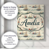 Personalised Name Classic Sailing Ships Sea Custom  Bespoke Interior Contemporary Canvas Wall Art Print Decor Picture Ready to Hang