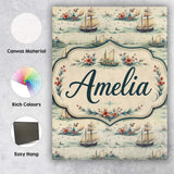 Personalised Name Classic Sailing Ships Sea Custom  Bespoke Interior Contemporary Canvas Wall Art Print Decor Picture Ready to Hang