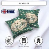 Custom Name Minimal Sailing Boats Teal Sea Seamless Pattern Name Square Filled Cushion Throw Pillow Sofa Bed Home Decor Zip Washable UK Made