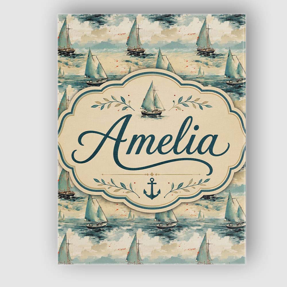 Personalised Name Classic Sailboats Sea Custom  Modern Room Accent Elegant Feature Canvas Wall Art Print Decor Picture Ready to Hang