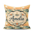 Custom Name Sunset Sailing Boats Calm Sea Seamless Pattern Name Square Filled Cushion Throw Pillow Sofa Bed Home Decor Zip Washable UK Made