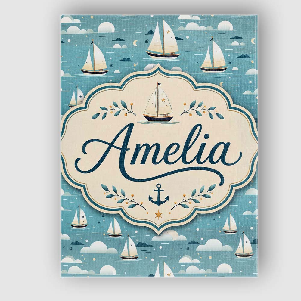 Personalised Name Cute Sailing Boats Sky Custom  Unique Gift Idea Elegant Feature Canvas Wall Art Print Decor Picture Ready to Hang