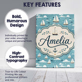 Personalised Name Cute Sailing Boats Sky Custom  Unique Gift Idea Elegant Feature Canvas Wall Art Print Decor Picture Ready to Hang
