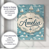 Personalised Name Cute Sailing Boats Sky Custom  Unique Gift Idea Elegant Feature Canvas Wall Art Print Decor Picture Ready to Hang