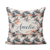 Custom Name Asian Woman Floral Tree Art Seamless Pattern Name Square Filled Cushion Throw Pillow Sofa Bed Home Decor Zip Washable UK Made