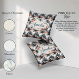 Custom Name Asian Woman Floral Tree Art Seamless Pattern Name Square Filled Cushion Throw Pillow Sofa Bed Home Decor Zip Washable UK Made
